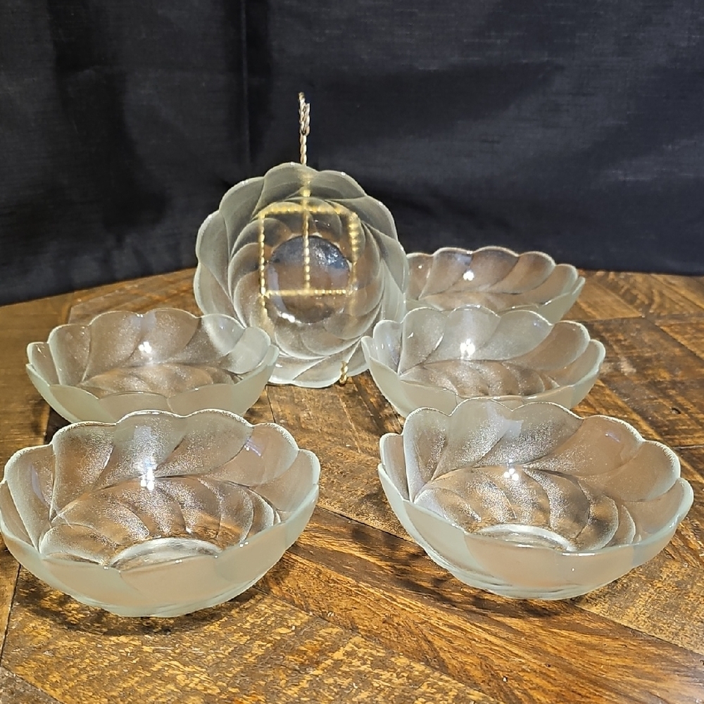 Elegant Frosted Glass Bowl Set - 6 Total